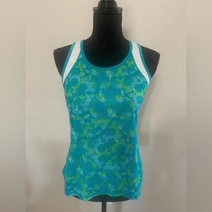 NYL Women's Teal and Green Athletic Tank Top, Medium